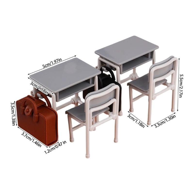 Realistic Classroom Desk And Chair Bag Display Model Educational Tool For Dollhouses Scene Display Craft Model Project