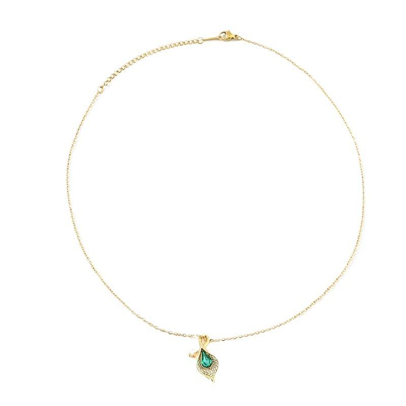 Small Leaf Necklace Women'S Light Luxury High-End Simple, Fresh And Natural Versatile Micro-Inlaid Zircon Pendant With Jewelry