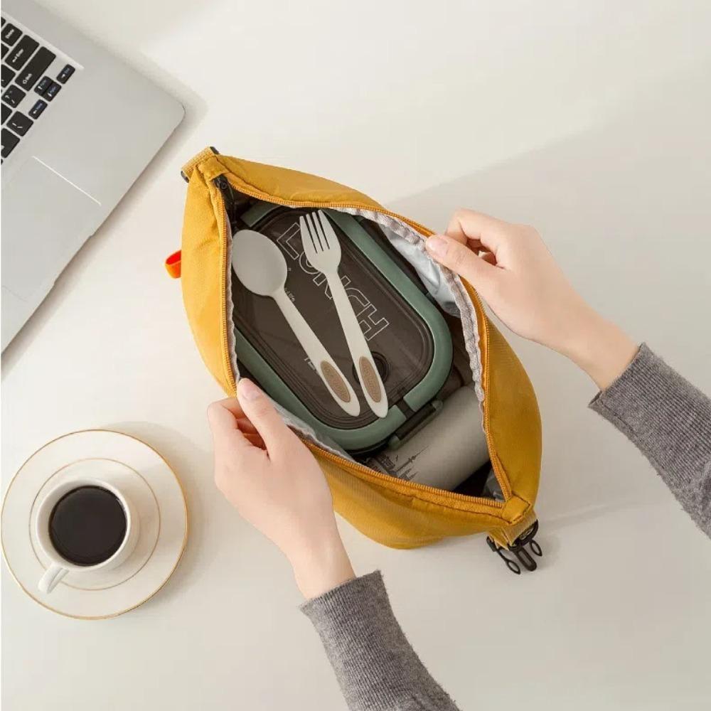 Hand Carrying Insulated Lunch Bag Aluminum Foil Foldable Lunch Box Bag Large Capacity Simple Design Food Storage Handbag
