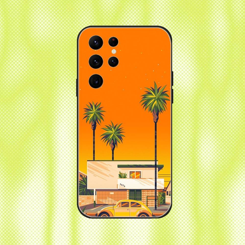 Travel Los Angeles California Phone Case For Samsung S 25,24,23,22,30,21,10,9,Ultra,Plus,Lite,FE,4,5G Black Soft Case