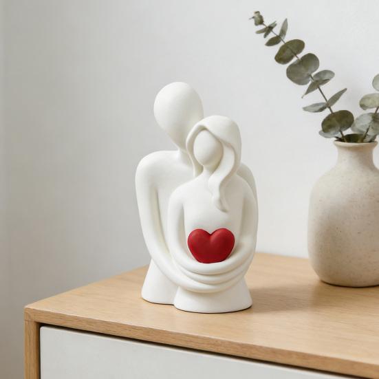 3D Printed Hugging Couple Figurine Valentine's Day Love Heart Couple Statue Home Office Desktop Decoration Ornament
