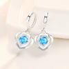 925 silver new women's fashion jewelry high quality blue pink crystal zircon simple heart-shaped earrings