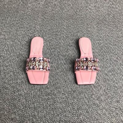 2025 Candy Color Outer Wear Female Bow Temperament Square Head Fairy Open Toe Cool Slippers Rhinestone French