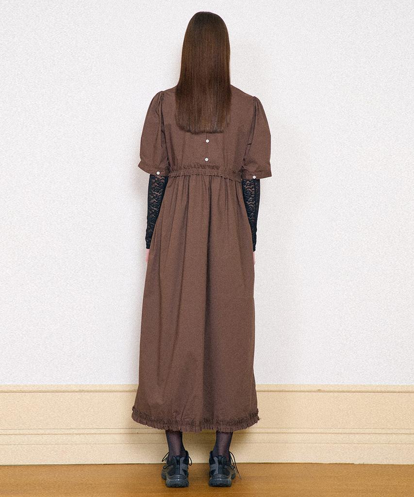 PARTIMENTO WOMEN Puff Sleeve Maxi Dress_Brown