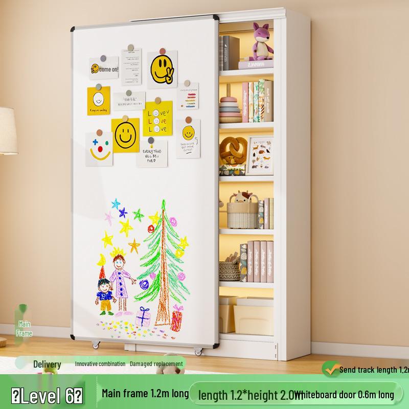 Steel Bookshelf with Whiteboard Doors, Multi-Layer Library Bookcase, Children's Picture Book Rack