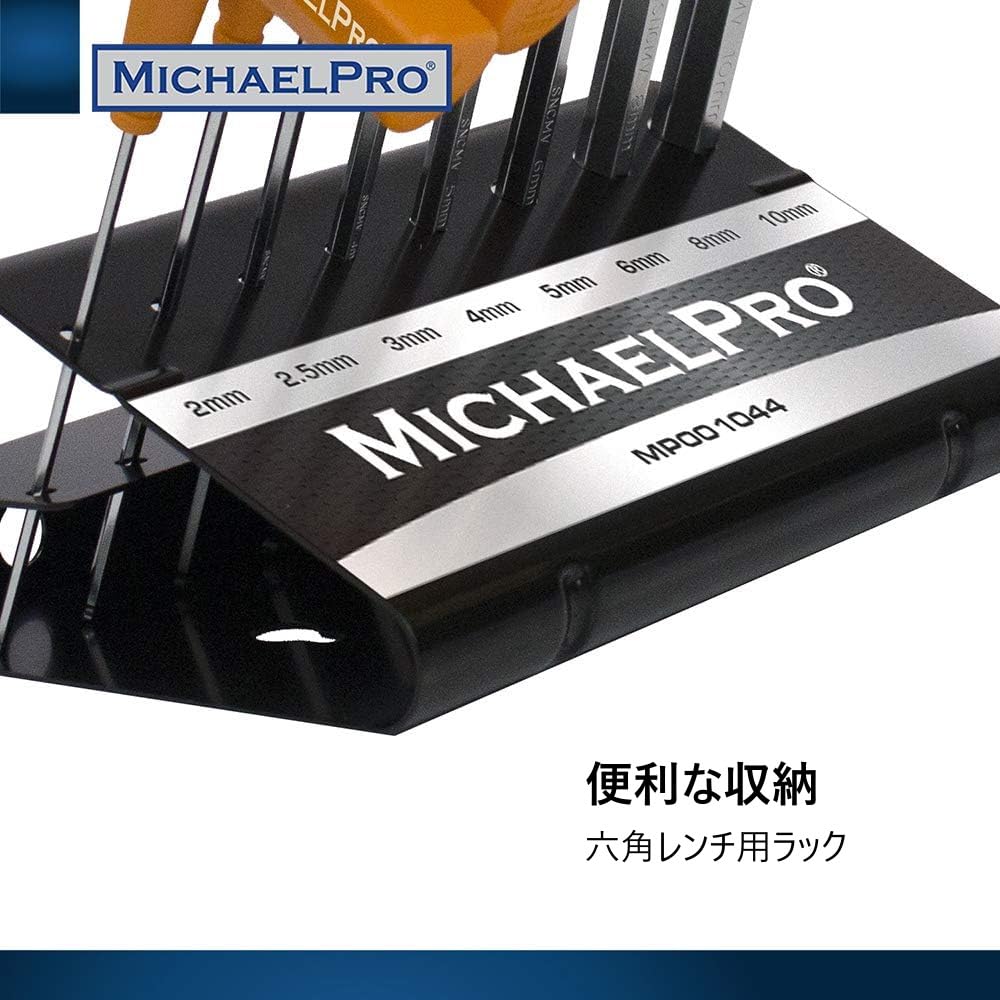 MichaelPro MP001044 Allen Key Set Ball Head Allen Key Set with Handle Hex Wrench Set with Practical Storage Stand 8-Piece – Double-Sided – (Metric)