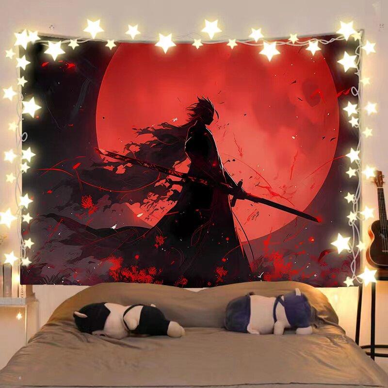 New Chinese Style Illustration Tapestry Wall Hanging for Bedroom Headboard  Wall Decor