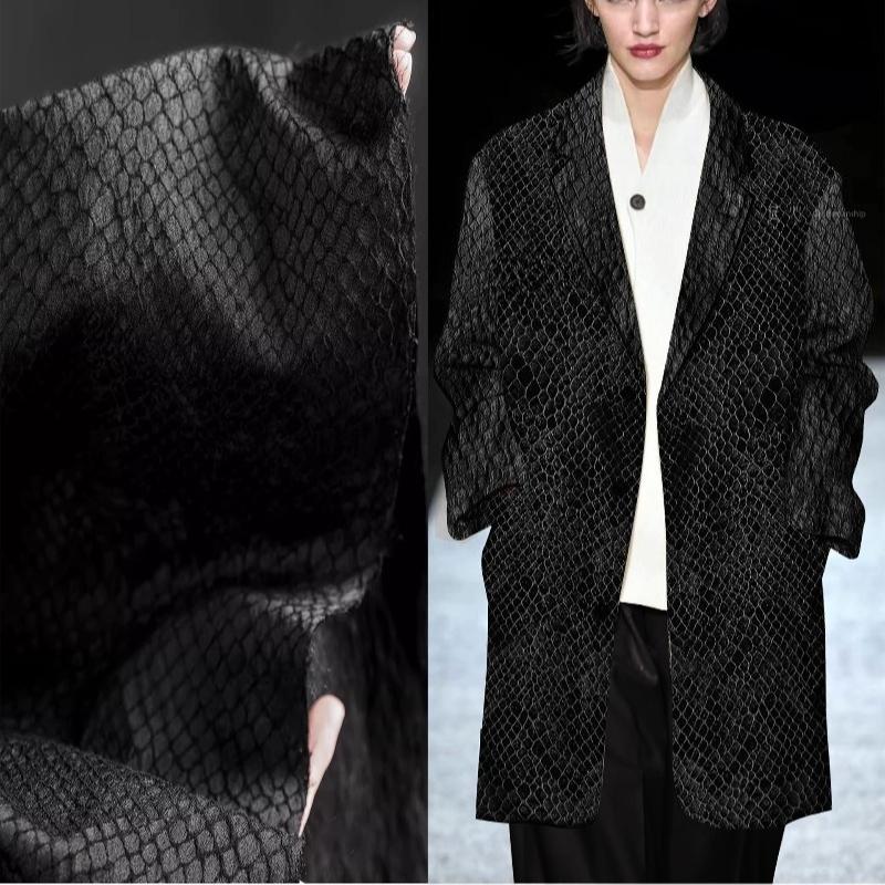 100x130cm Creative Texture Jacquard Fabric Red Black Snakeskin Mottled Plaid Vintage Washed Design Fabric DIY Clothing Material