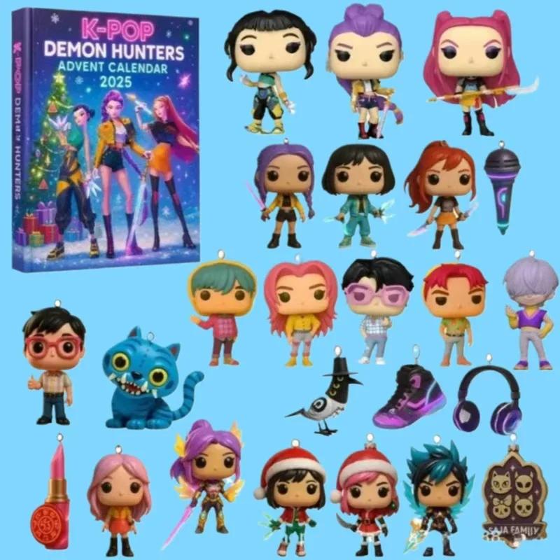 %%~Caçadores de Demônios Kpop Calendário do Advento - Rumi Mira Zoey Tigre Contagem Regressiva de Natal 24 Dias Presente para Fãs de K Pop