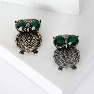 New European and American Fashion Big Eyed Owl Brooch Water Diamond Pin Women's Clothing Corsage Decoration
