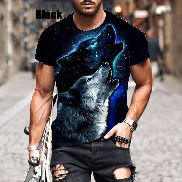 

Летняя футболка с круглым вырезом, 3D-принтом, рисунком животного волка, модная, повседневная, с короткими рукавами, мужская 6XL