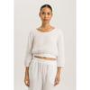 Hanro Sleep   Lounge Crop T shirT 3 4 Slv  whiTe 74928 