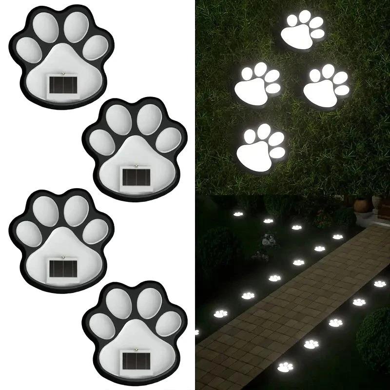 Solar Solar Cat-claw Lamp Outdoor Waterproof LED Pathway Markers for Garden Patio Lawn Camping Creative Animal Paw Decor Automatic Night Light