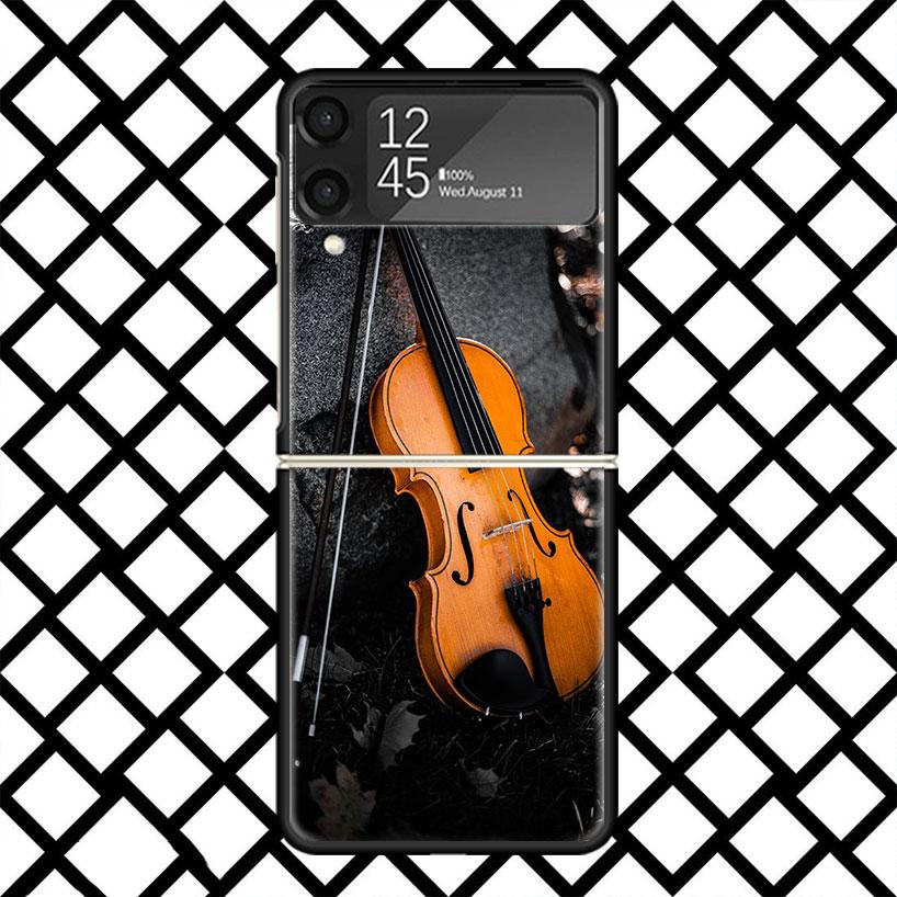

Music Violin Phone Case For Samsung Z Flip 7 6 5 4 3 Galaxy ZFLIP7 ZFlip6 5G Flip5 Flip4 Flip3 5g Black Hard Cover Samsung Z Flip 5