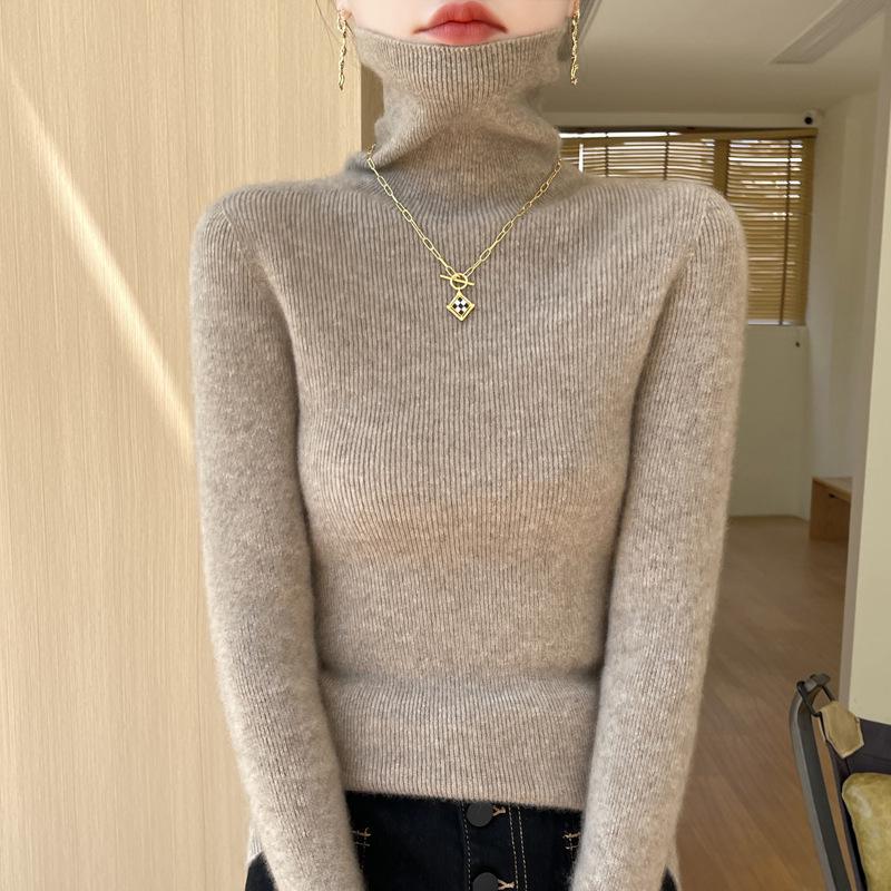Women's Seamless Slimming Turtleneck Knitwear - Autumn & Winter Velvet Base Layer Sweater.