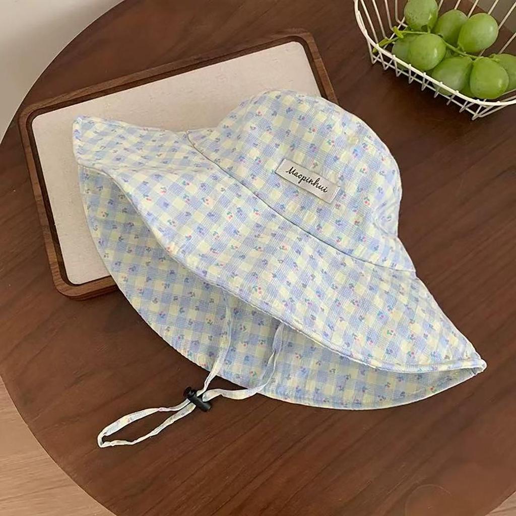 Women Sweet Flower Print Fishermen Hat Spring Summer Large Brim Lace-up Sunshade Floral Bucket Hat Female Girl Travel Beach Caps