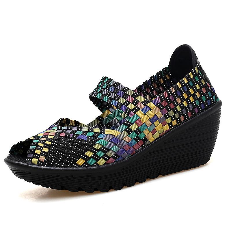 2022 Women s Hand-Woven Slip-On Shoes: Casual, Breathable, Fashionable Height-Increasing 36