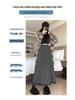 Deep Gray Woolen High Waist A-line Ruffle Skirt for Women - Autumn/Winter Collection