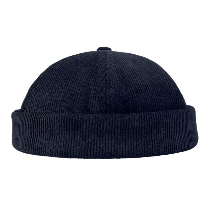 Einfarbige Corduroy Minimalistische Unisex Krempenlose Mütze Winddichte Beanie Melonenhautmützen, Vermieter Hüte, Hip Hop Hüte, Runde Hüte