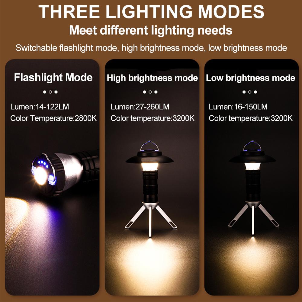 1PCS Super Bright LED Multi-Functional Camping Light Outdoor Rechargeable Flashlight Portable Carrying Light Camping Essentials
