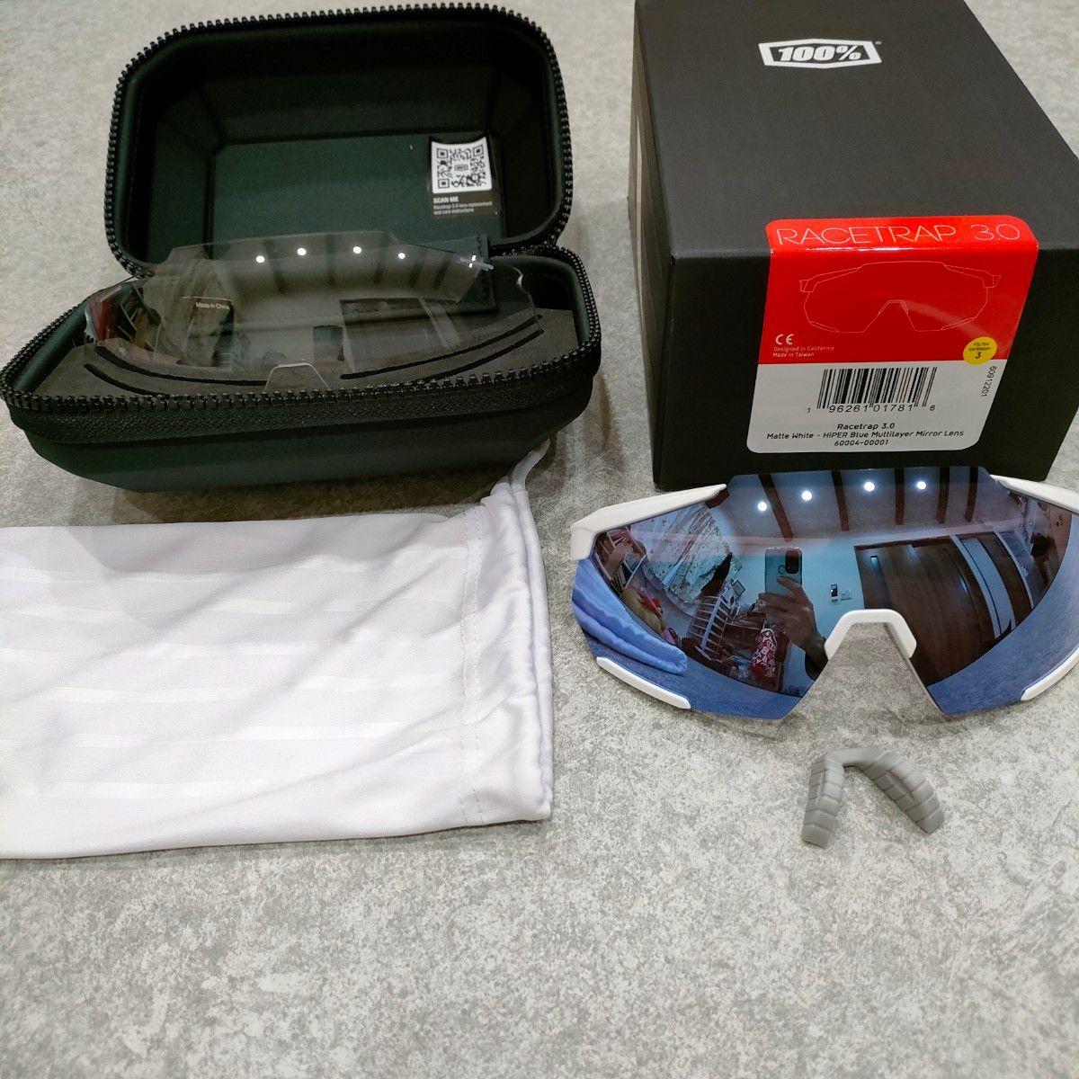 Used 100% Racetrap HiPER Blue Mirrored Lens Sunglasses