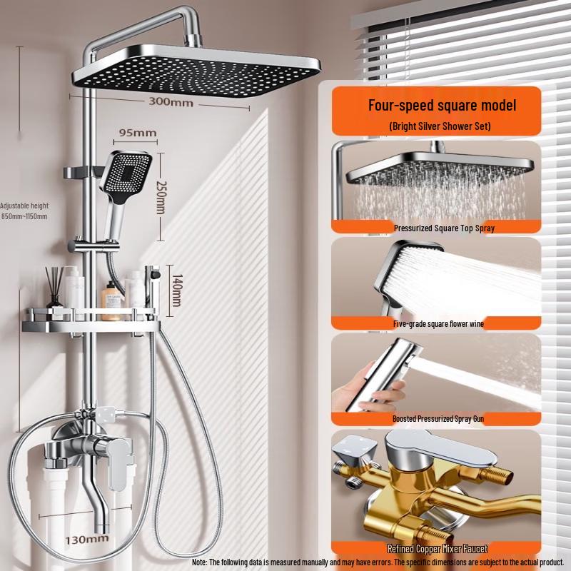 Wall-Mounted Brass Shower Faucet Set