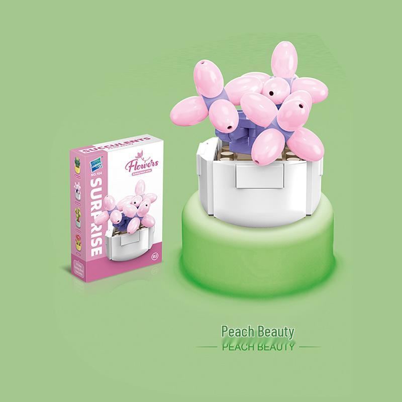 Kids' Educational Interlocking Building Blocks - Flower Potted Plant (Rose & Epiphyllum) Compatible with Top Building Block Models