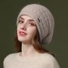 WTEMPO Autumn Winter Woolen Warm Beanie Hats Women's Elegant Large Size Versatile Knitted Hats Warm Beret Mother Hats