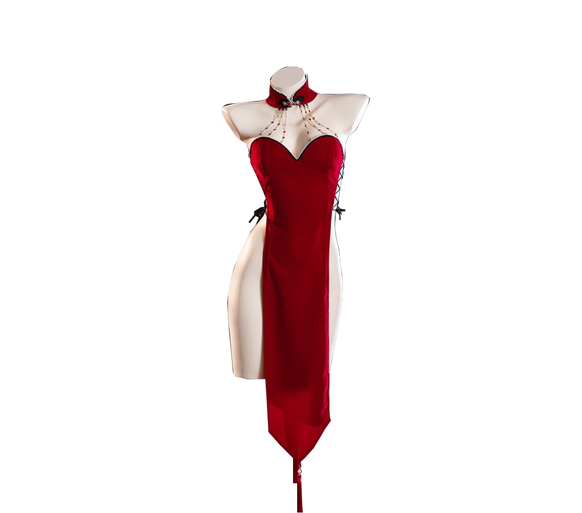 

[Lavender] Beautiful Temptation Cheongsam Cosplay Costume, Christmas, Halloween Costume, Sexy, Red, Size S