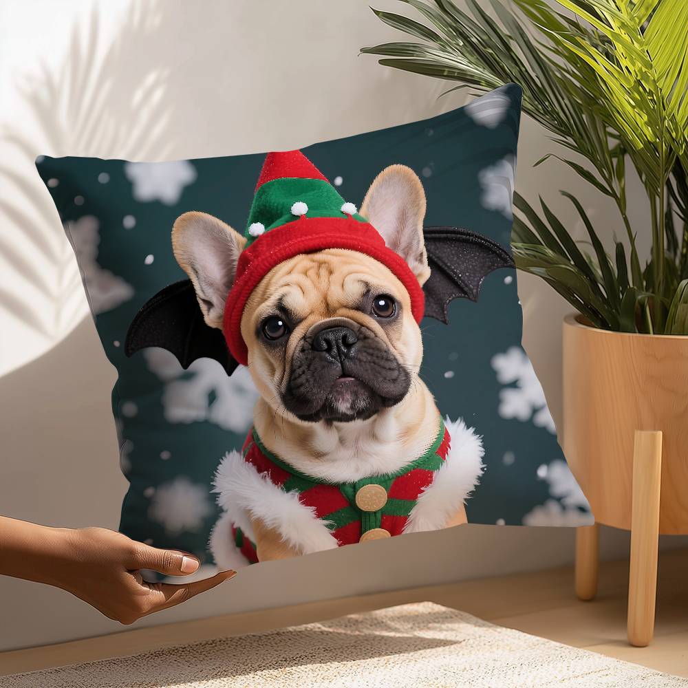 

Рождественская наволочка с щенком, плюшевая ткань, мягкая наволочка, двусторонняя печать, наволочка для подушки, бытовые подарки 12x12Inch