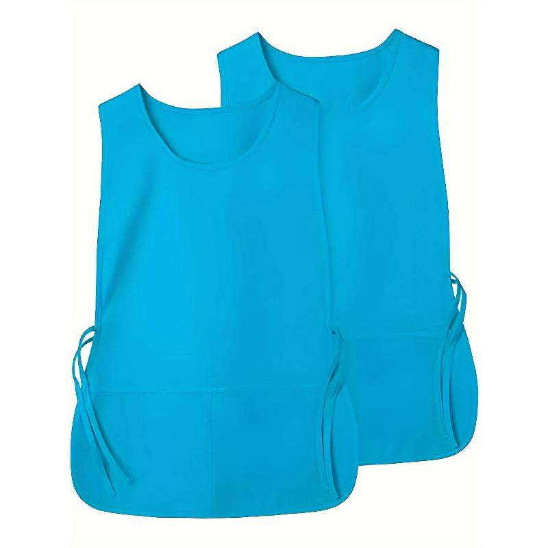 2PCS/SET Unisex Polyester Cross-Back Apron Vest Waterproof Barber Bib with Ties Adjustable Salon Smock for Hairdressers Kitchen