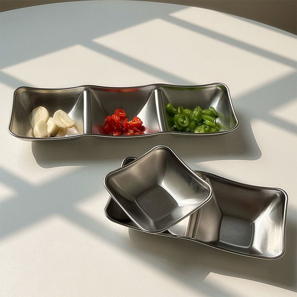 1/2/3 Grids Sauce Plate 304 Stainless Steel Tableware Korean Style Seasoning Dish  Home Resturant