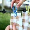 2PCS Compact Elastic Clothesline With Rubber Coated Hook And Clamps Flexible Drying Cord For Outdoor Indoor Use
