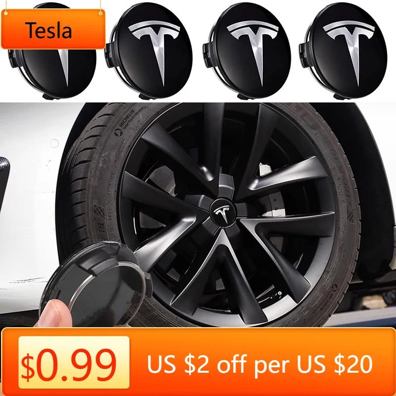 Samolepka na auto Tesla Auto 56mm Černá Stříbrná Krytky středů kol auta Ráfky Kryt náboje Logo Pro Tesla Model 3 Y X S Pokličky kol Auto Příslušenství