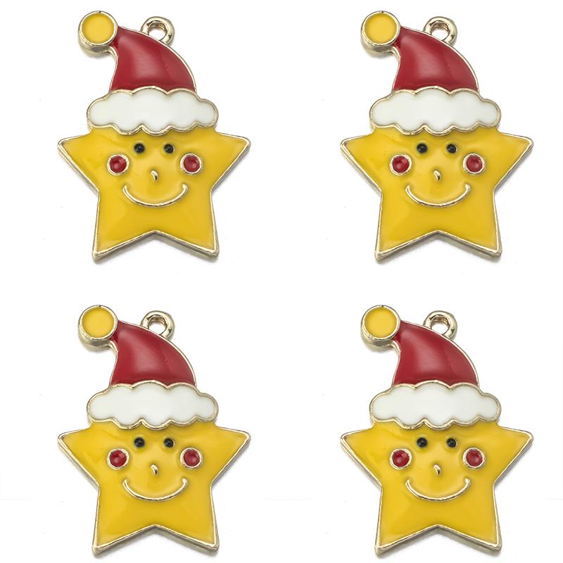 10pcs/lot Alloy Drip Oil Pendant Santa Claus Snowman Christmas Tree Charm Pendant For DIY Men Women Earrings Necklace Party Gift