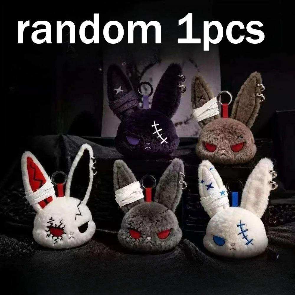 Gotisches Kaninchen Plüsch Schlüsselanhänger Kaninchen Tasche Anhänger mit Verband Design Kawaii Schlüsselring Anhänger Auto Tasche Schmuckstück Geschenk An