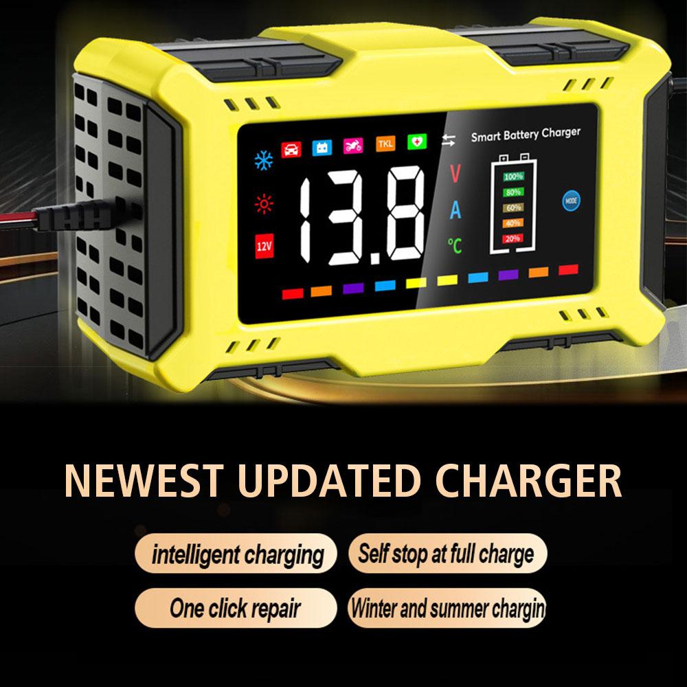 14.6V/12V 6A Car Battery Charger For Lead Acid / Lithium Iron Battery Fast Power Charging 110V/240V Input Universal EU US Plug Pulse Repair 90W