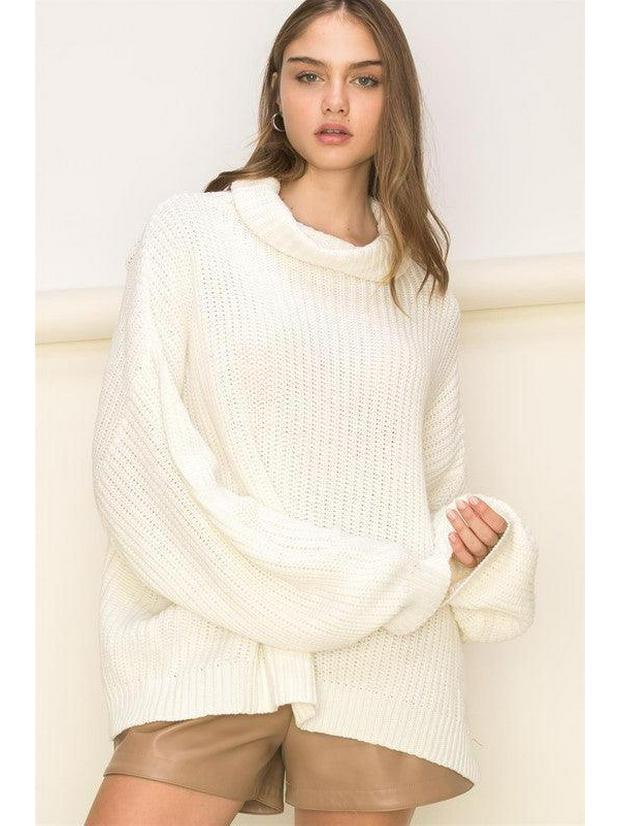 2024 Fall/Winter Women's Chunky Knit Oversized High Neck Sweater