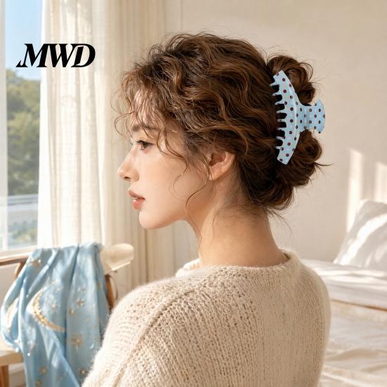 Large Hair Clip for Women Back Head Claw, Strong Bite Force Clip, Dot Print Grip Anti-Slip Teeth Accessory Daily Wear Summer Style
