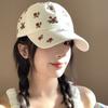 Sweet Style Embroidered Baseball Cap Breathable Baseball Hat Retro Sun Protection Cap  Women