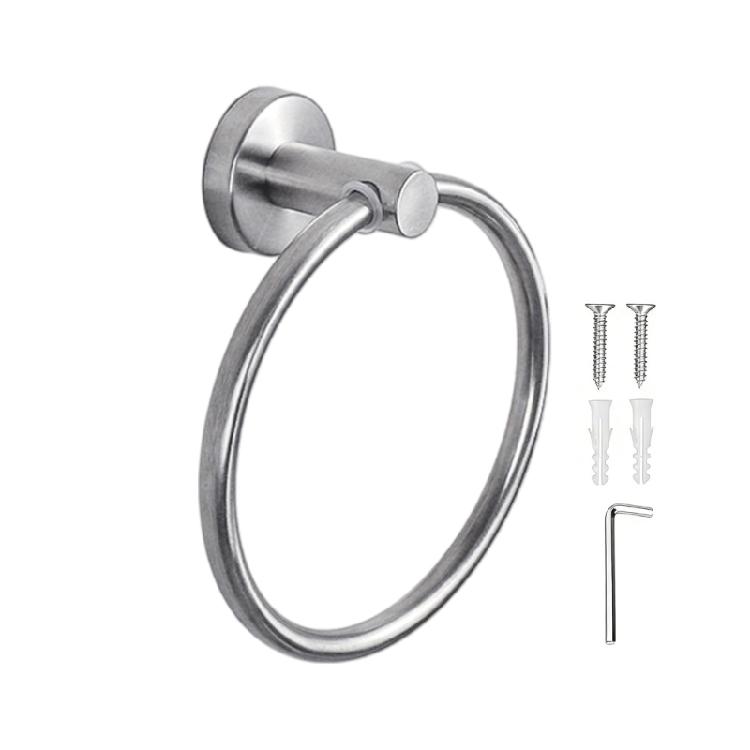 Bathroom Wall Towel Hoop with Round Metal Frame and Hardware Kit for Hand Towel Reach in Guest Washroom Wall Use