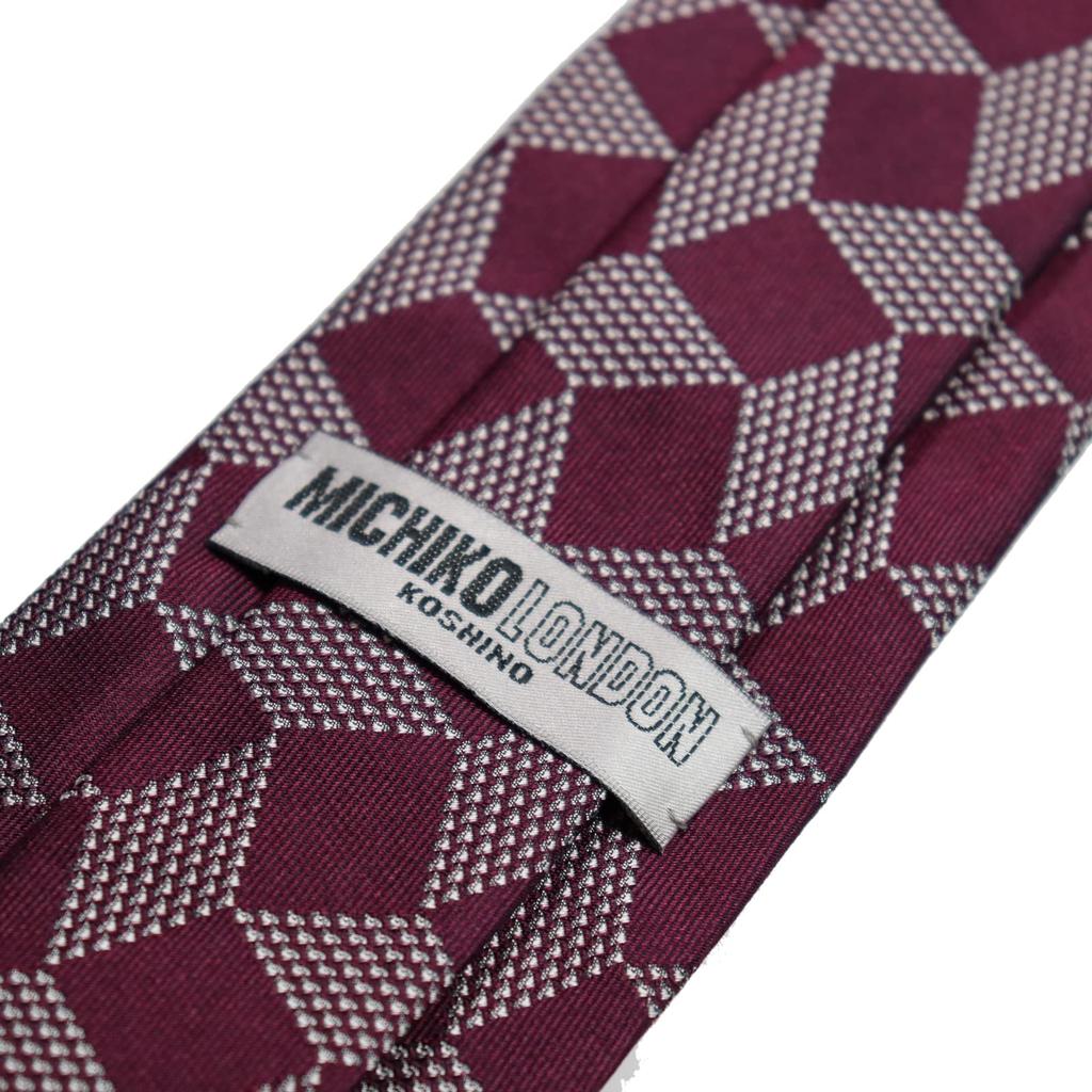[Michiko London] Italian Fabric, Made In Japan. KOSHINO Brand Necktie, Small Pattern, 100% Silk. Perfect As a Gift. Unisex. (MKI-015-B Wine)