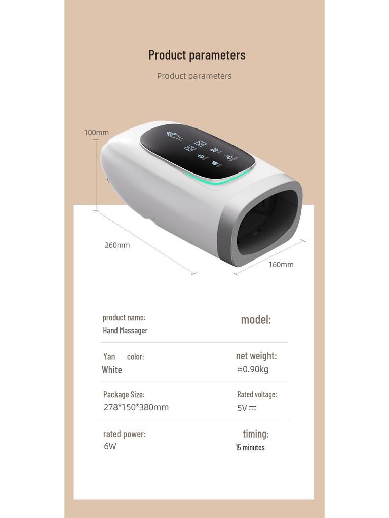 Electric Hand Massager with Airbag, Heat, and Finger Joint Kneading