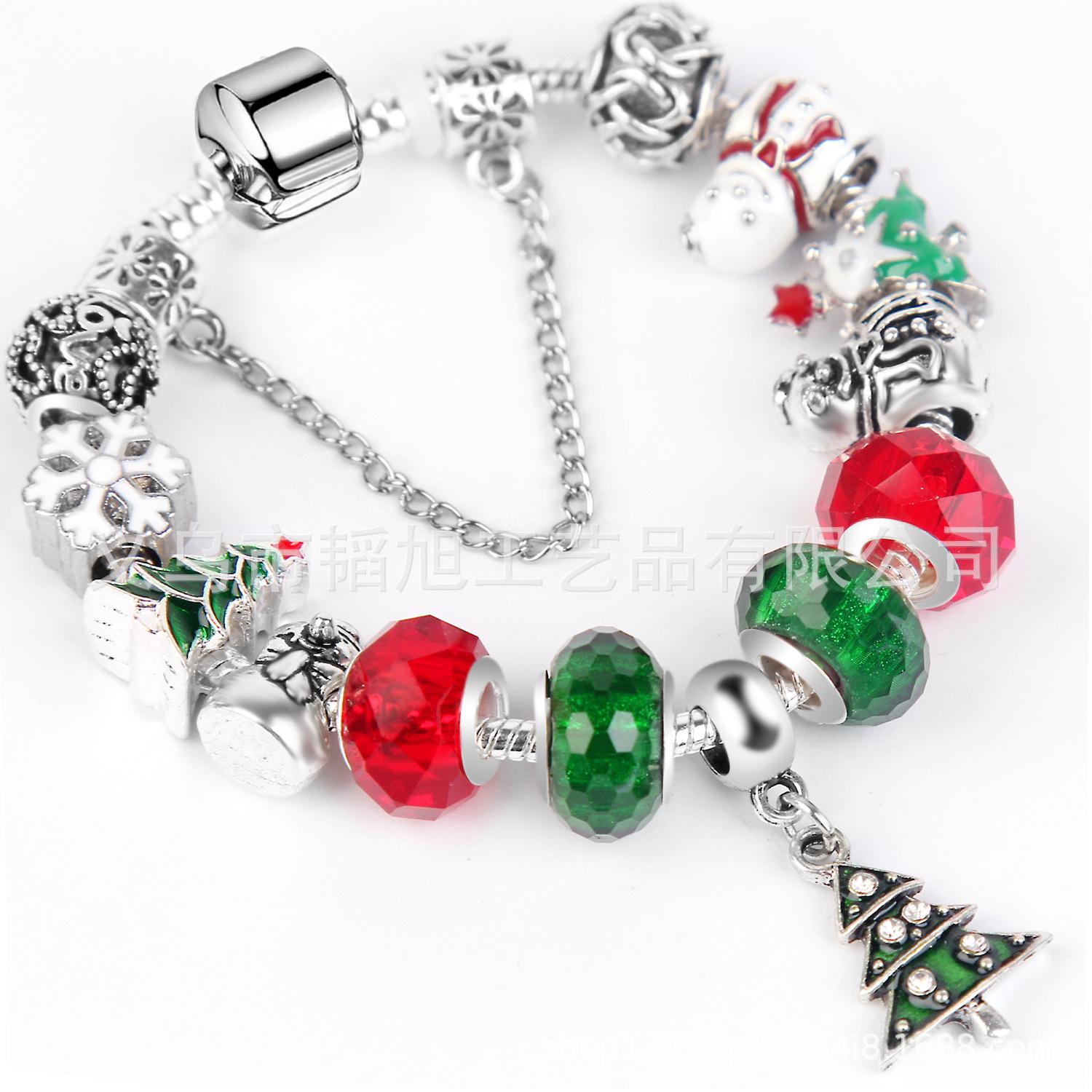 

DIY Beaded Christmas Tree Bracelet Gift – Pandora Style Snowman Jewelry 20cm Bracelet