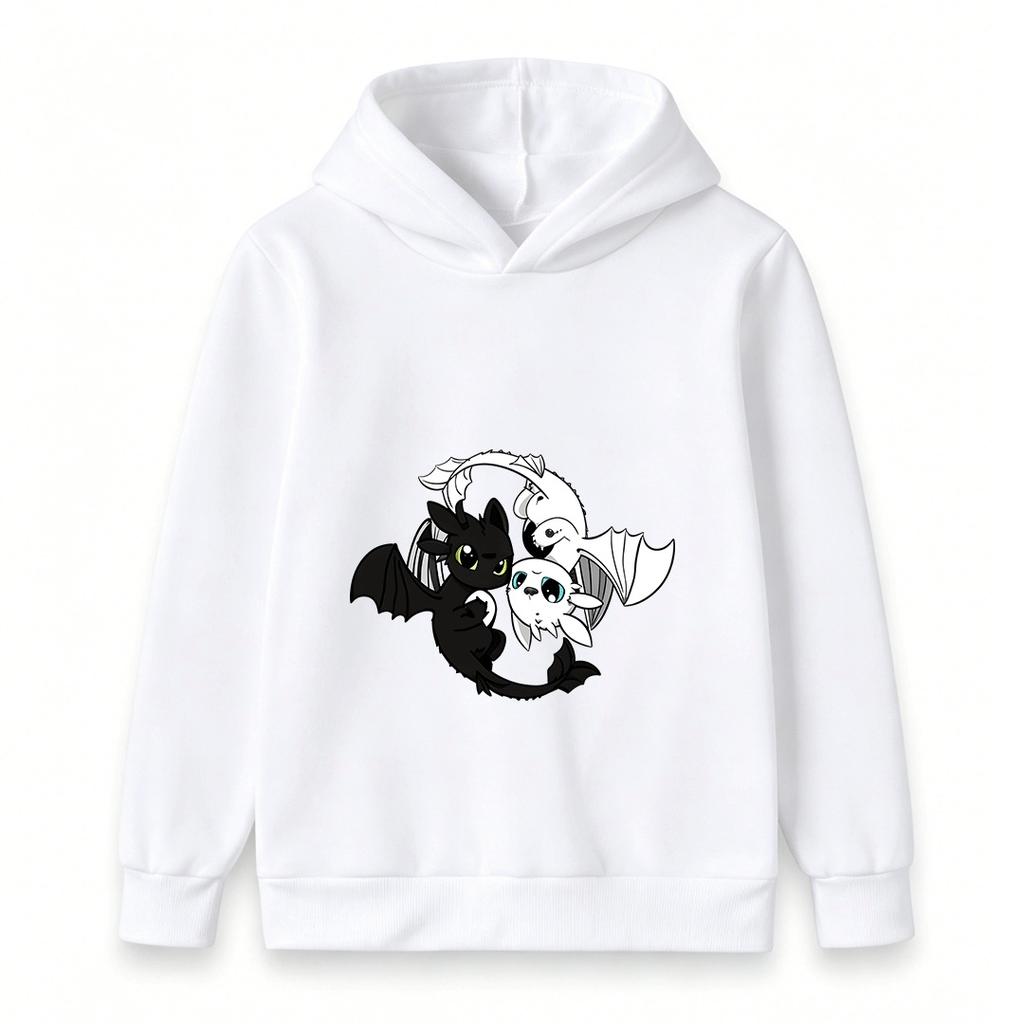 Kids Boys Girls Hoodie Toothless Light Fury Dragon Printed Casual Pullover Hooded Sweatshirt For Children Soft Warm Daily Tops