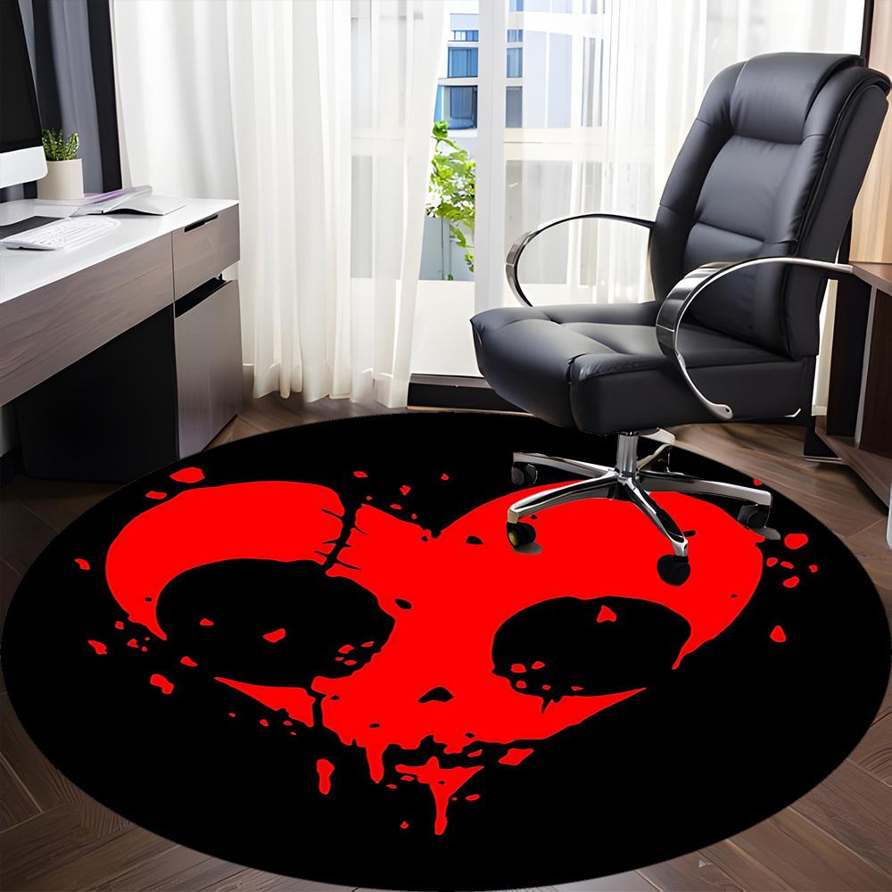 1pc Blood Heart Office Round Area Rug, Indoor Mat Suitable ForOffice, Under Office Chairs Bedroom Living Room Home Decor, Room Deco T211