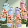 1PC Big Bow Easter Bunny 750ml Color Plastic Sports Water Bottle Leakproof Flip Straw Lid Suitable for Sports Office Home Use
