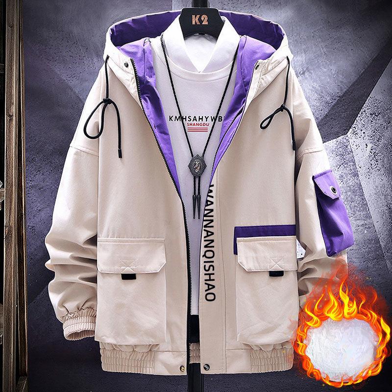 Men's Workwear Jackets, Men's Spring and Autumn Casual Korean Style Trendy Tops, Men's Hooded Student Spring Wear, Thin Men's Clothing