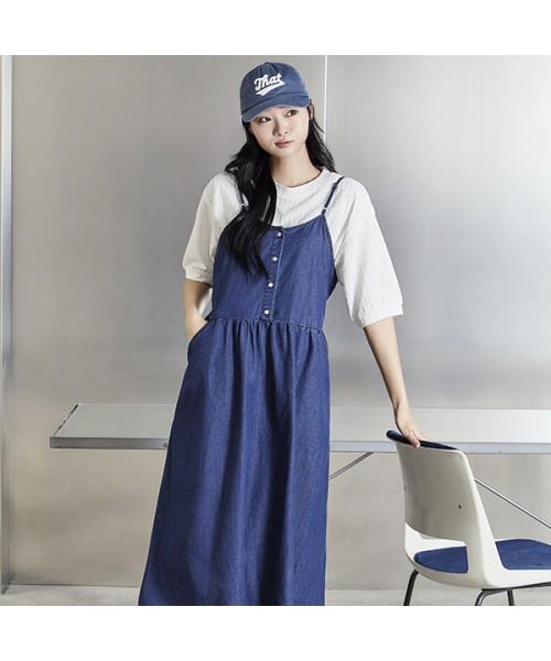 Bang Bang Women'S Sleeveless Button Denim Long Dress (Nomd49)