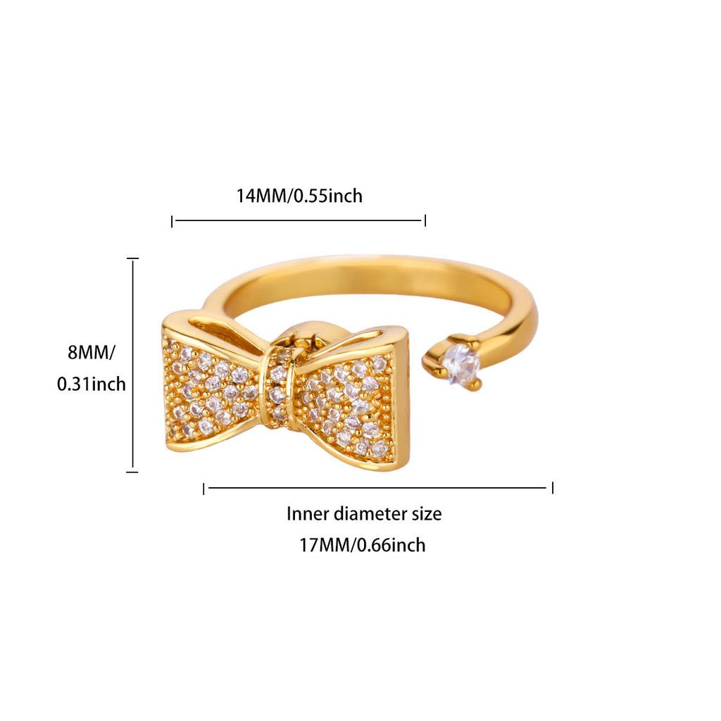 Light Luxury Niche Design Bow Open Ring, New Trendy Index Finger Ring, High-end Element Ring Ring, Ring Woman